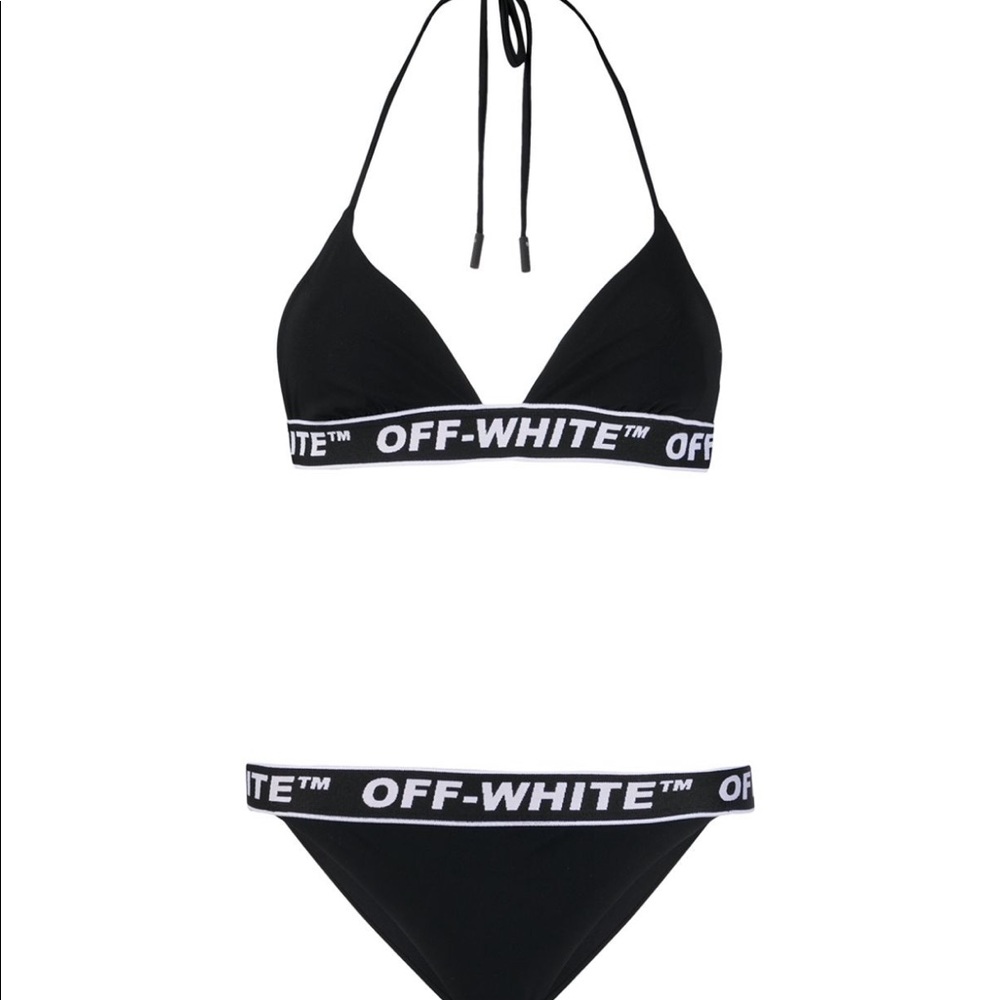 Off white logo band triangle bikini